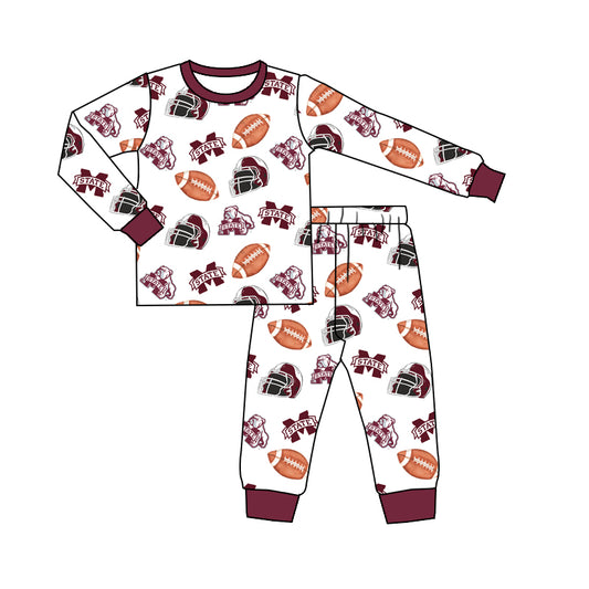 (Custom Design Preorder MOQ 5) Team's Mississippi State Print Kids Pajamas Clothes Set