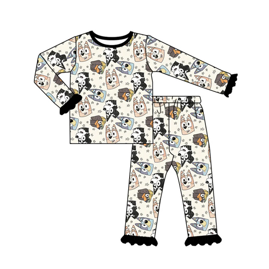 (Custom Design Preorder MOQ 5) Cartoon Dog Stars Girls Pajamas Clothes Set