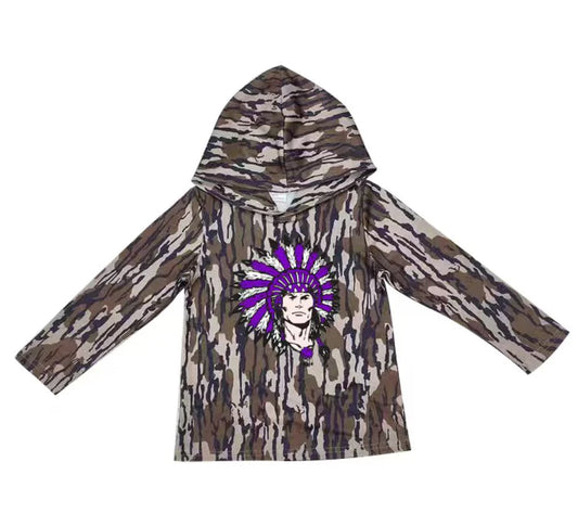 (Custom Design Preorder MOQ 5) Team Groves Camo Print Kids Long Sleeve Hoodie Top