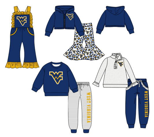 (Custom Design Preorder MOQ 5 Each Item)Team's WEST VIBGINIA Print Sibling Matching Clothes