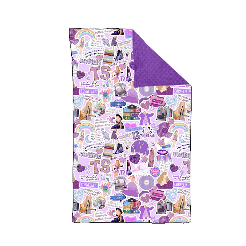 (Custom Design MOQ 5)  Purple Singer Print Baby Blanket