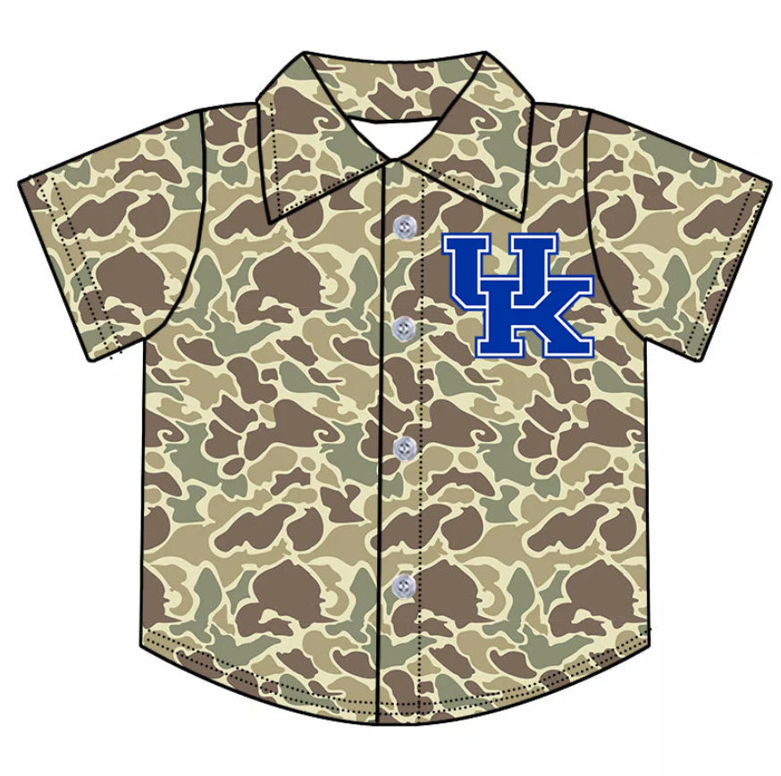 (Custom Design Preorder MOQ 5 Each Item) Team's Camo Kentucky Print Polo Top Mom and Me Matching Clothes