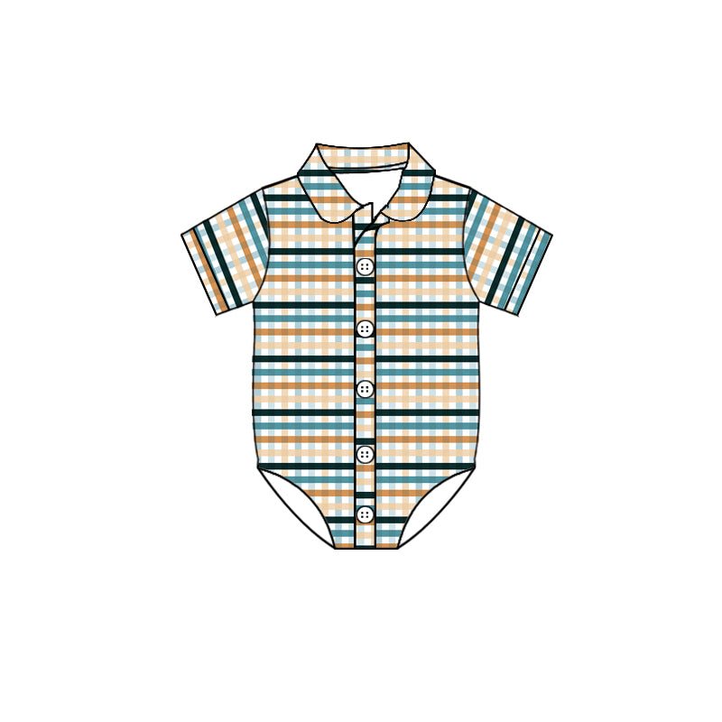(Custom Design Preorder MOQ 5) Stripes Print Baby Boys Summer Romper