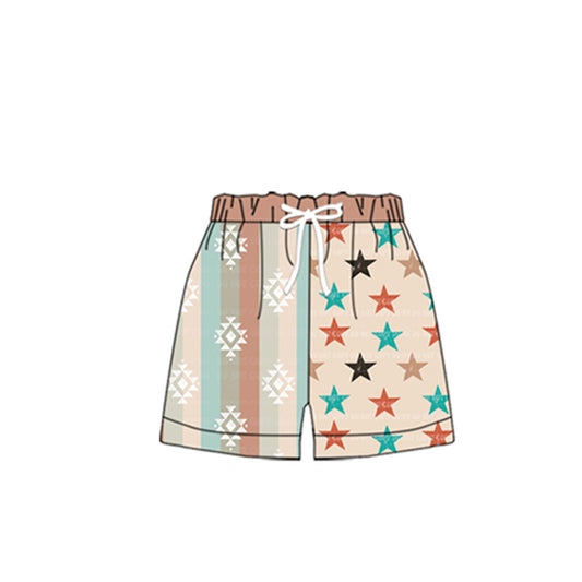 (Custom Design Preorder MOQ 5) Aztec Stars Print Kids Western Bottom Shorts