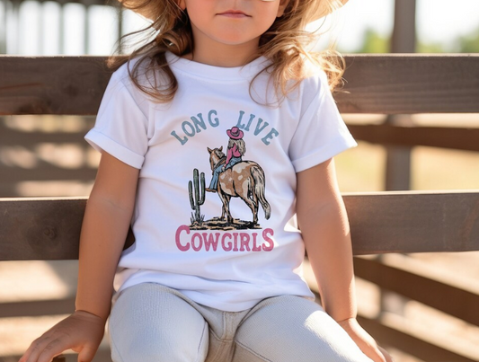 (Custom Design Preorder MOQ 5) Long Live Cowgirl Print Girls Summer Tee Shirts Top