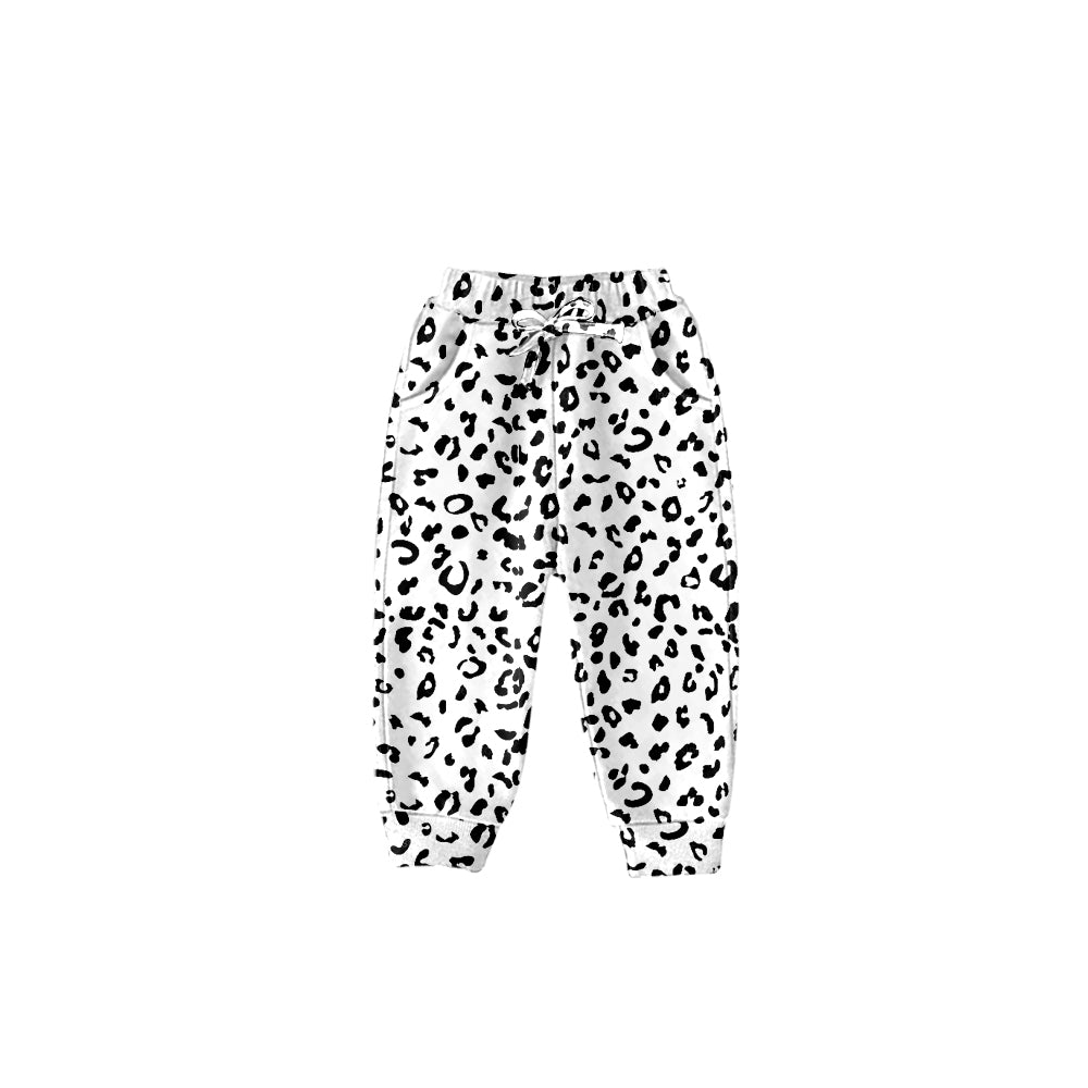 (Custom Design Preorder MOQ 5) White Leopard Print Girls Pants