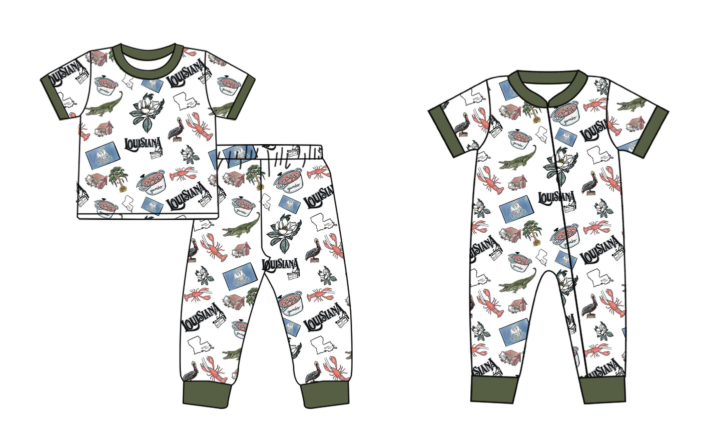 12.14(Custom Design Preorder MOQ 5 Each Design) Crayfish Print Boys Mardi Gras Pajamas Matching Clothes Brothers Wear