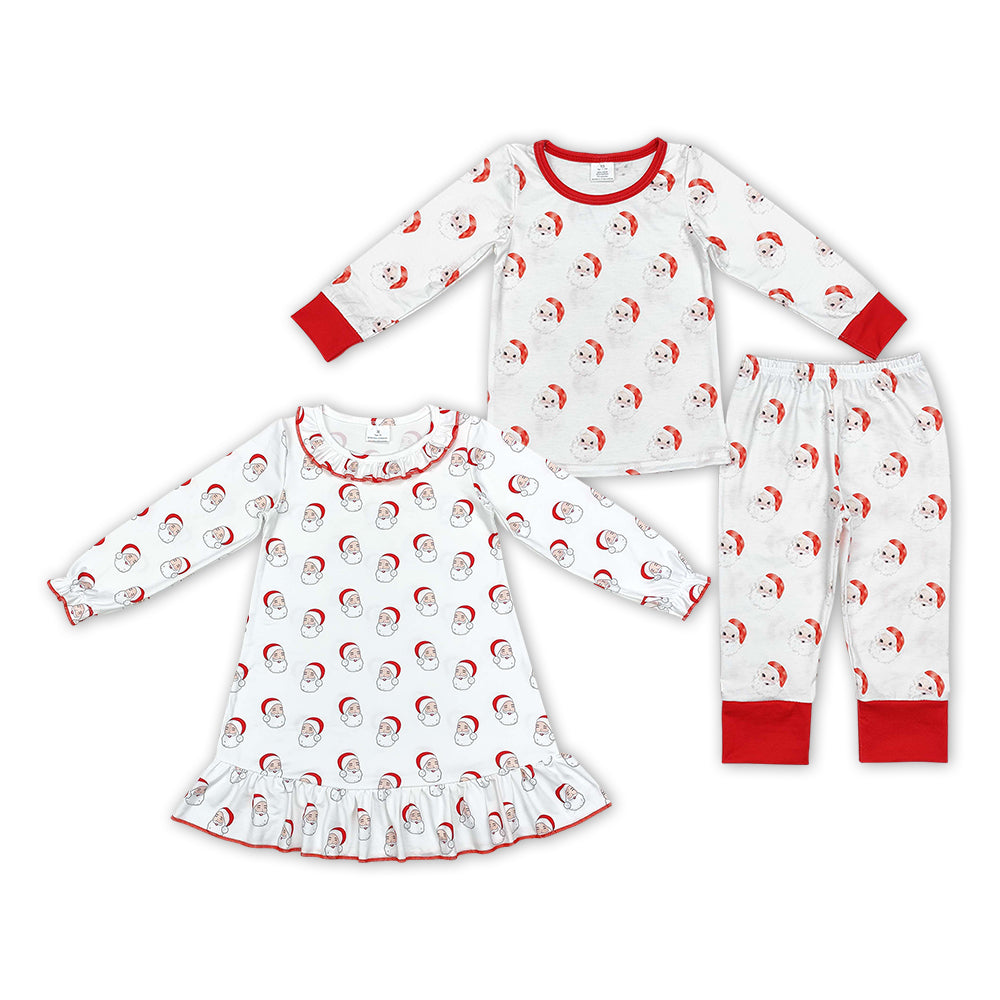 Santa Print Sibling Christmas Pajamas Clothes