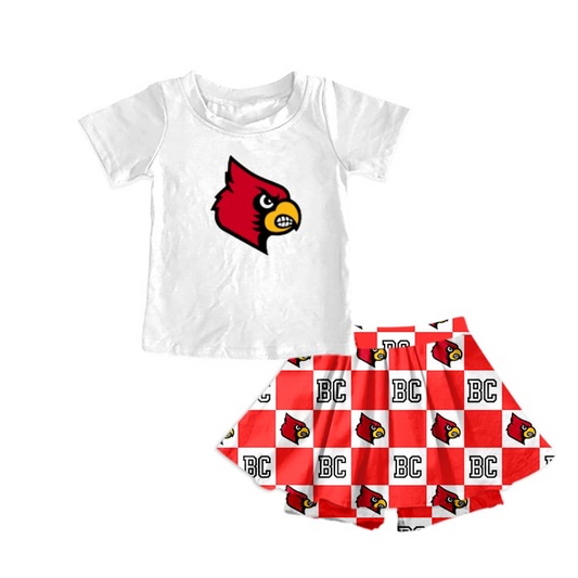 (Custom Design Preorder MOQ 5) Team's BC Bird Print Shorts Skirts Girls Summer Clothes Set