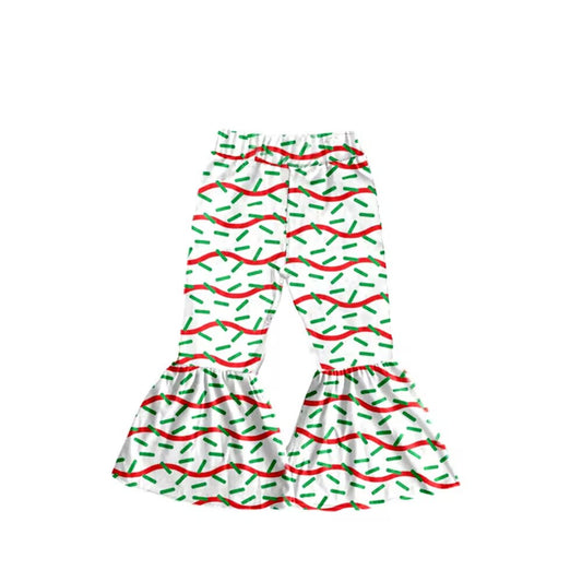 (Custom Design Preorder MOQ 5) Candy Print Girls Christmas Bell Bottom Pants