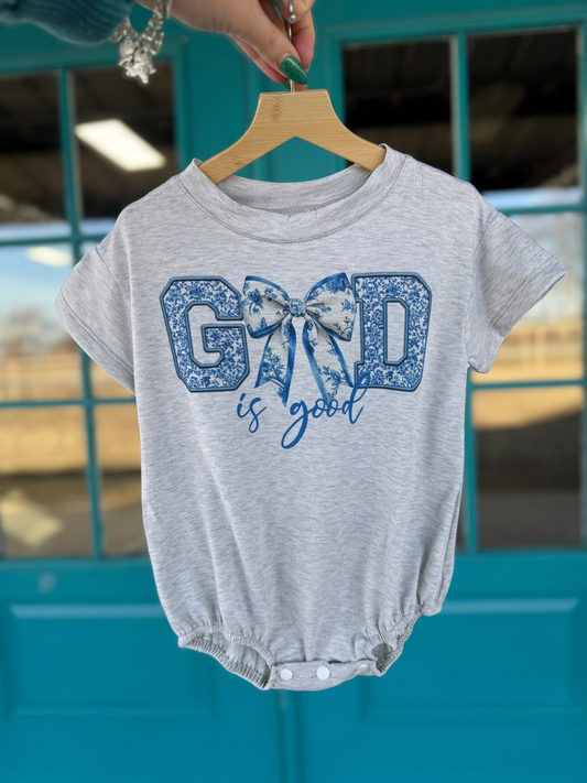 (Split Order Preorder) Deadline April 3 GOD is good Bows Flowers Print Baby Girls Summer Romper