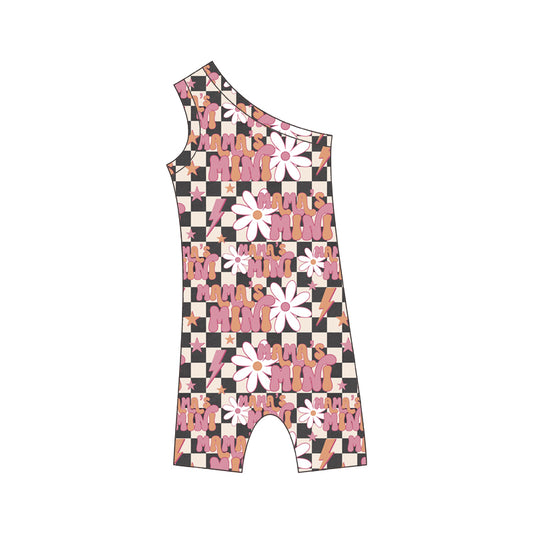 (Custom Design Preorder MOQ 5)  MAMA'S MINI Pink Print Baby Girls Summer Romper