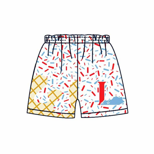 (Custom Design Preorder MOQ 5 Each Item) Team's I White Sprinkles Print Summer Bottom Shorts Mom and Me Matching Clothes