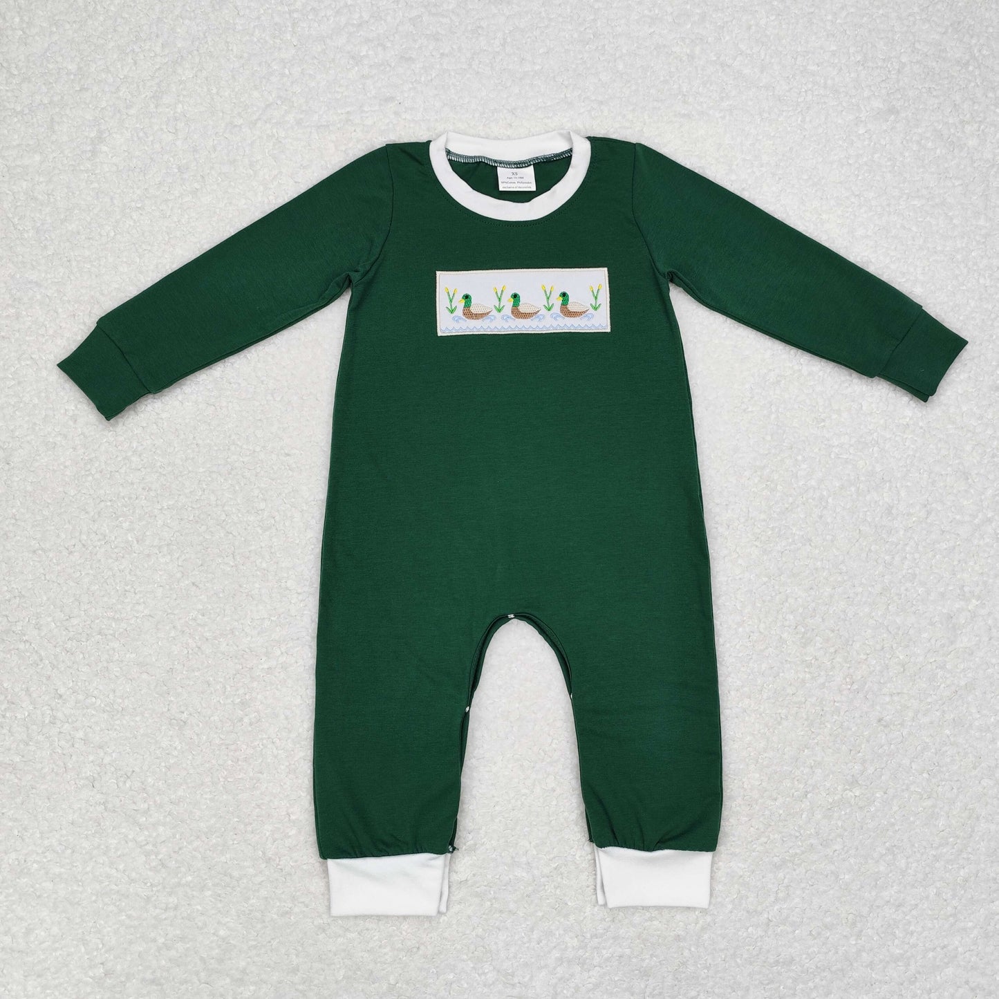 Duck Embroidery Green Sibling Matching Clothes