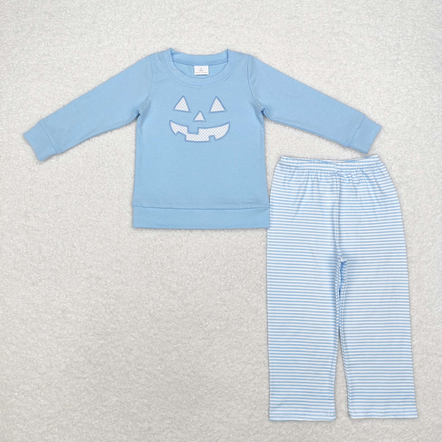 Ghost Face Embroidery Stripes Print Sibling Halloween Matching Clothes