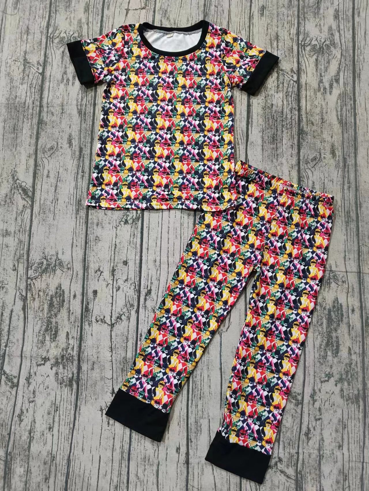 (Custom Design Preorder MOQ 5) Masked Superman Print Boys Pajamas Clothes Set