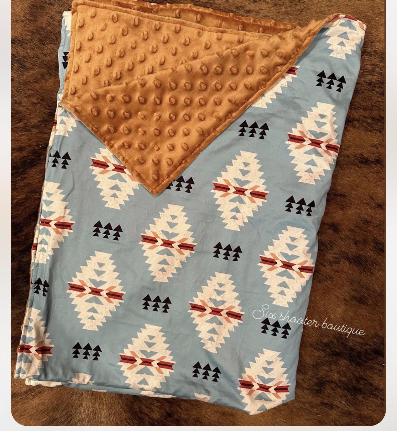 (Custom Design Preorder MOQ 5) Aztec Western Print Baby Blanket