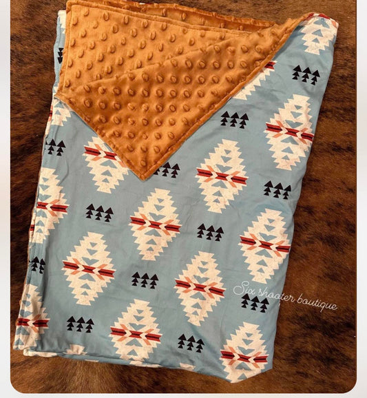 (Custom Design Preorder MOQ 5) Aztec Western Print Baby Blanket