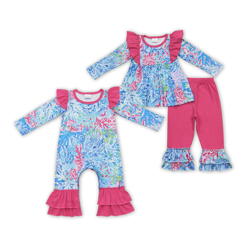 Hotpink Seaweek Print Sisters Fall Matching Clothes