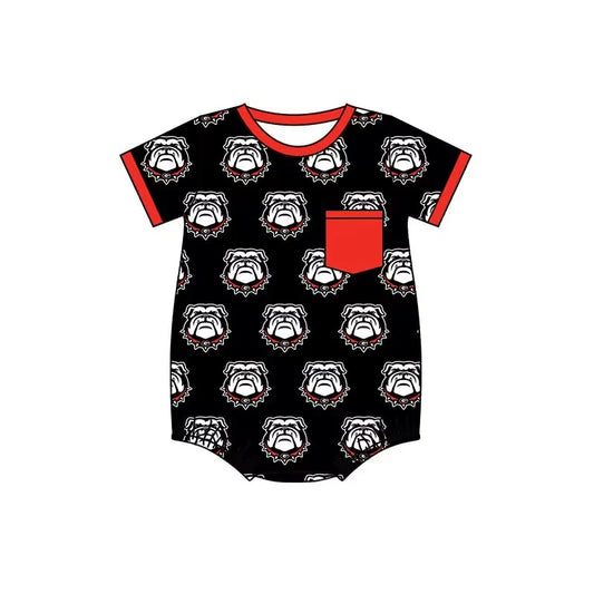 (Custom Design Preorder MOQ 5) Team's Georgia Print Pocket Baby Boys Summer Romper