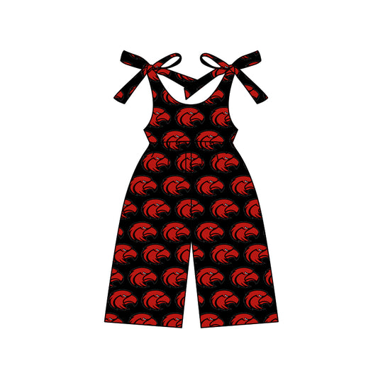 (Custom Design Preorder MOQ 5) Team's Eagle Red Print Girls Summer Jumpsuits
