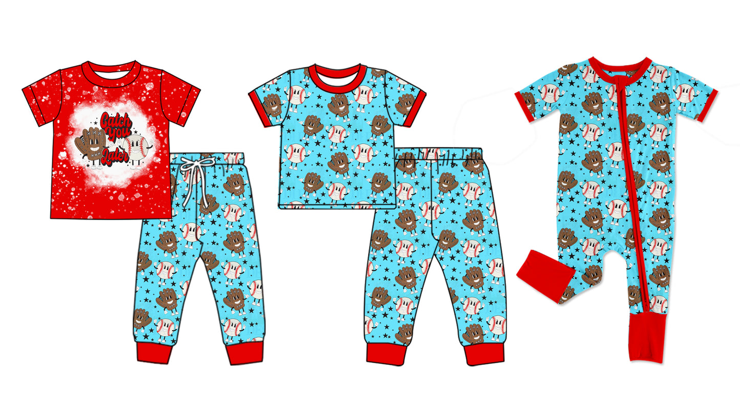 11.28(Custom Design Preorder MOQ 5 Each Design) Baseball Stars Print Boys Matching Clothes Brothers Wear