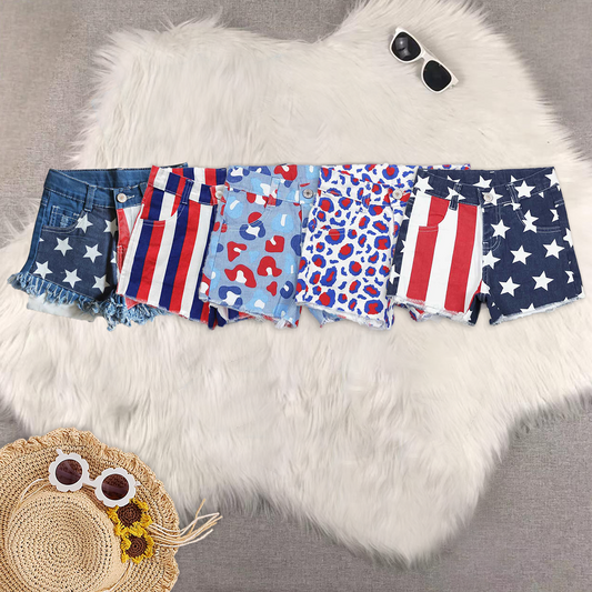 Girls 4th of July Denim Shorts Sisters Wear