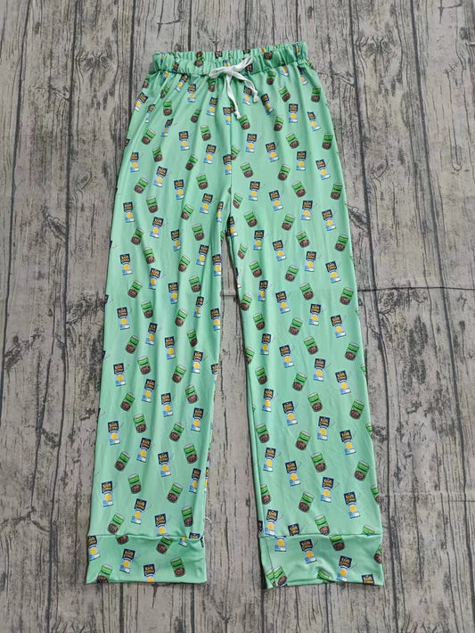 (Custom Design Preorder MOQ 3 ) Food Green Print Adult Pajamas Pants