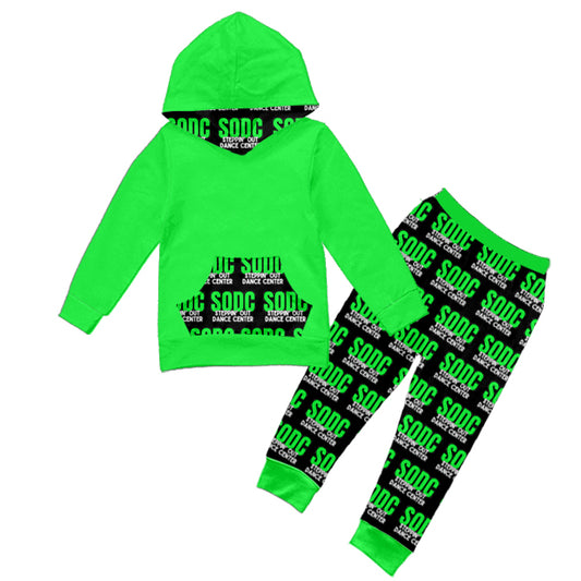 (Custom Design Preorder MOQ 5) SODC Green Hoodie Top Boys Fall Clothes Set