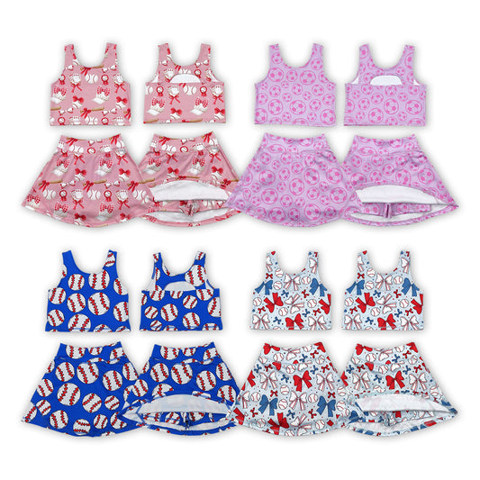 Balls Print Skirts Shorts Girls Summer Yoga Clothes Sisters Wear