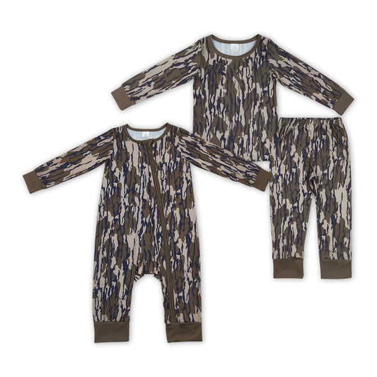 Camo Print Sibling Fall Bamboo Matching Pajams Clothes