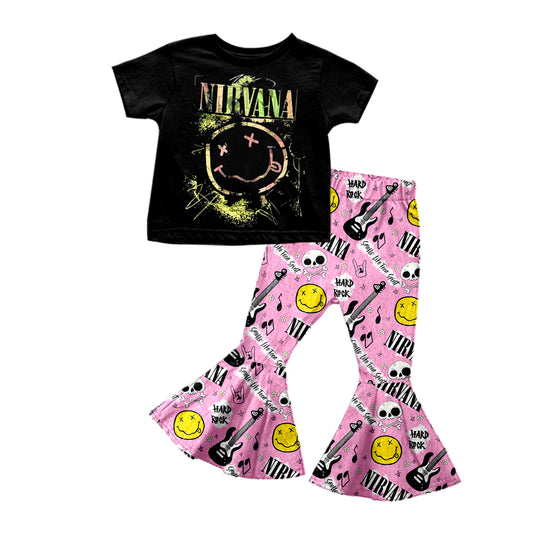 (Custom Design Preorder MOQ 5) NIRVANA Guitar Music Print Girls Clothes Set