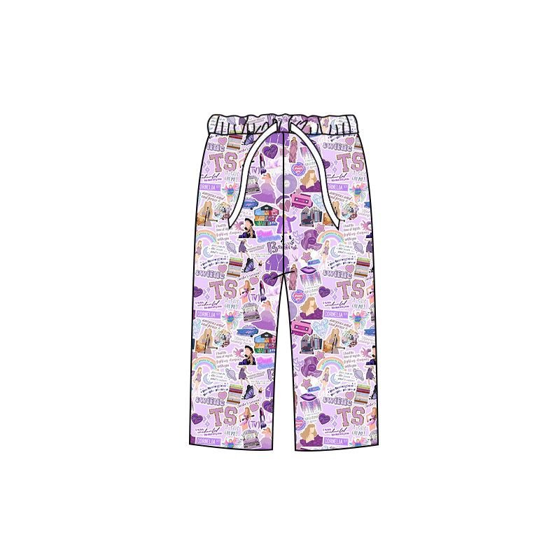 (Custom Design Preorder MOQ 5) Purple Singer Print Adult Pajamas Pants