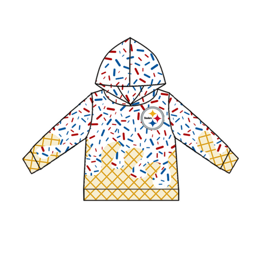 (Custom Design Preorder MOQ 5) Team's Steelers Sprinkles Print Kids Long Sleeve Hoodie Top