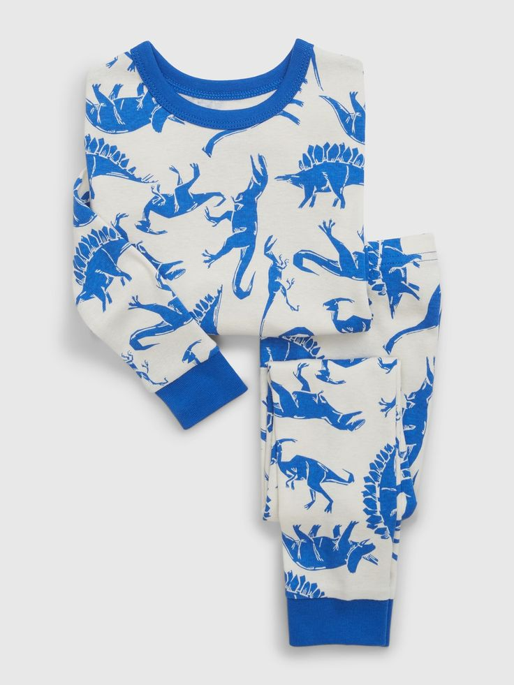 (Custom Design MOQ 5) Blue Dino Boys Pajamas Clothes Set