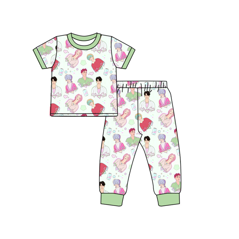 (Custom Design Preorder MOQ 5 Each Design) Cartoon Demon Movie Heart Print Boys Matching Clothes Brothers Wear