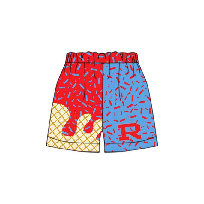 (Custom Design Preorder MOQ 5 Each Item) Team's R Sprinkles Print Summer Bottom Shorts Mom and Me Matching Clothes
