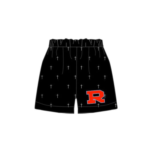 (Custom Design Preorder MOQ 5 Each Item) Team's R Black Print Summer Bottom Shorts Mom and Me Matching Clothes