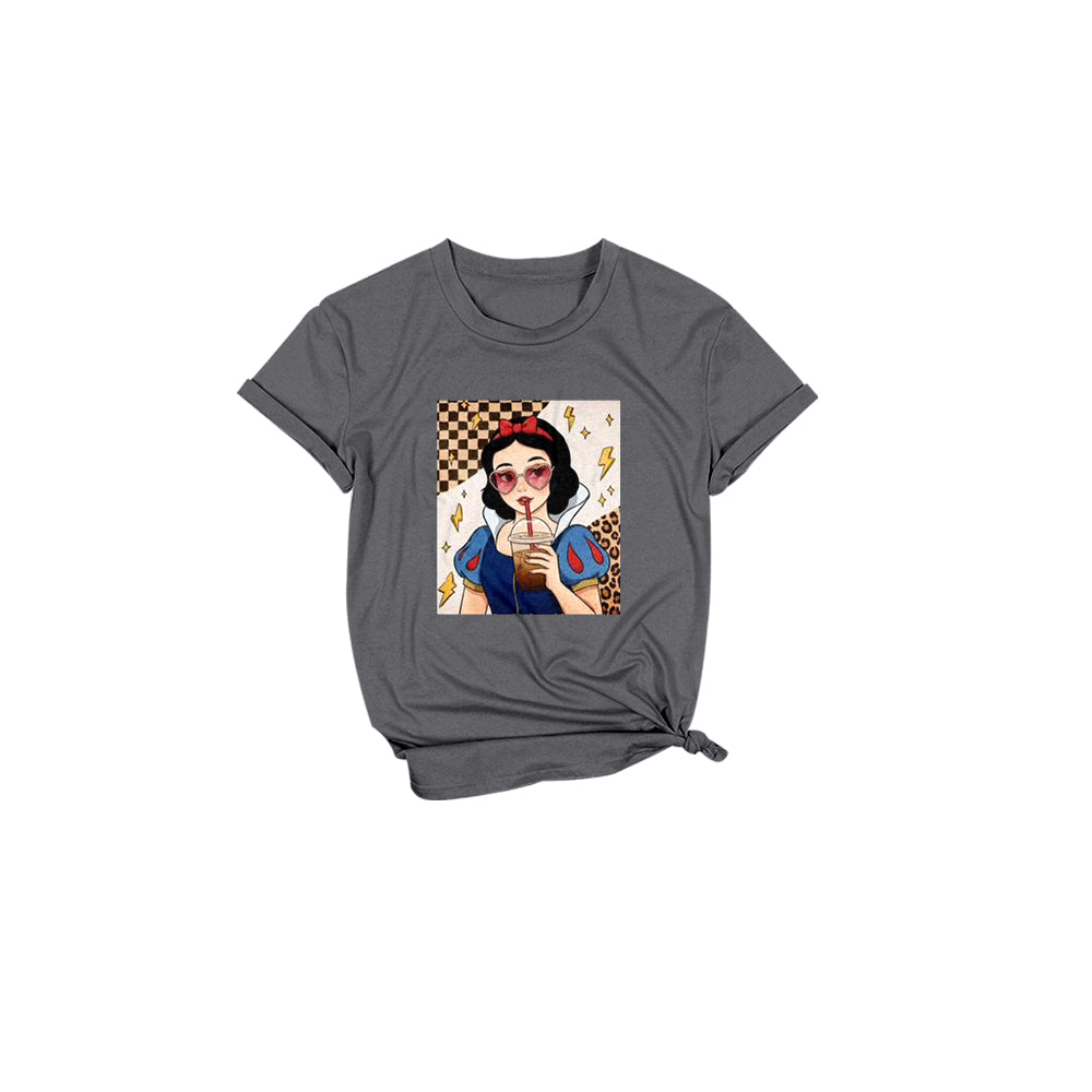 (Custom Design Preorder MOQ 5 Each Item) Cartoon Princess Grey Print Mom and Me Matching Clothes