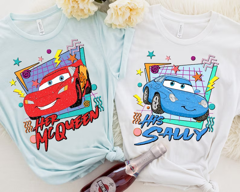 (Custom Design Preorder MOQ 5) Cartoon Blue Cars Print Kids Tee Shirts Top