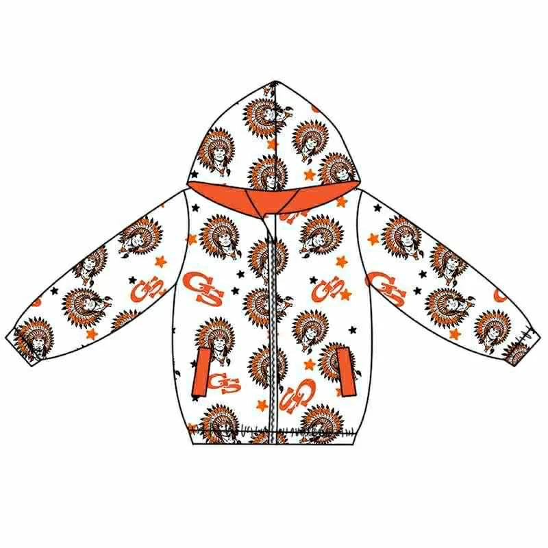 (Custom Design Preorder MOQ 5) Team's GS Print Pockets Boys Long Sleeve Zipper Jackets Top