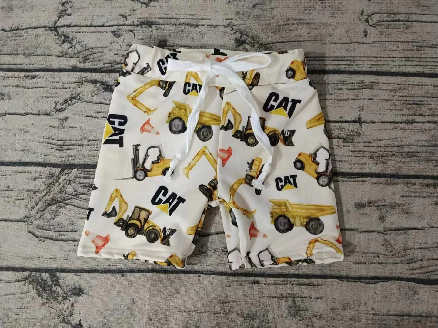 (Custom Design Preorder MOQ 5) Construction Yellow Print Boys Summer Shorts