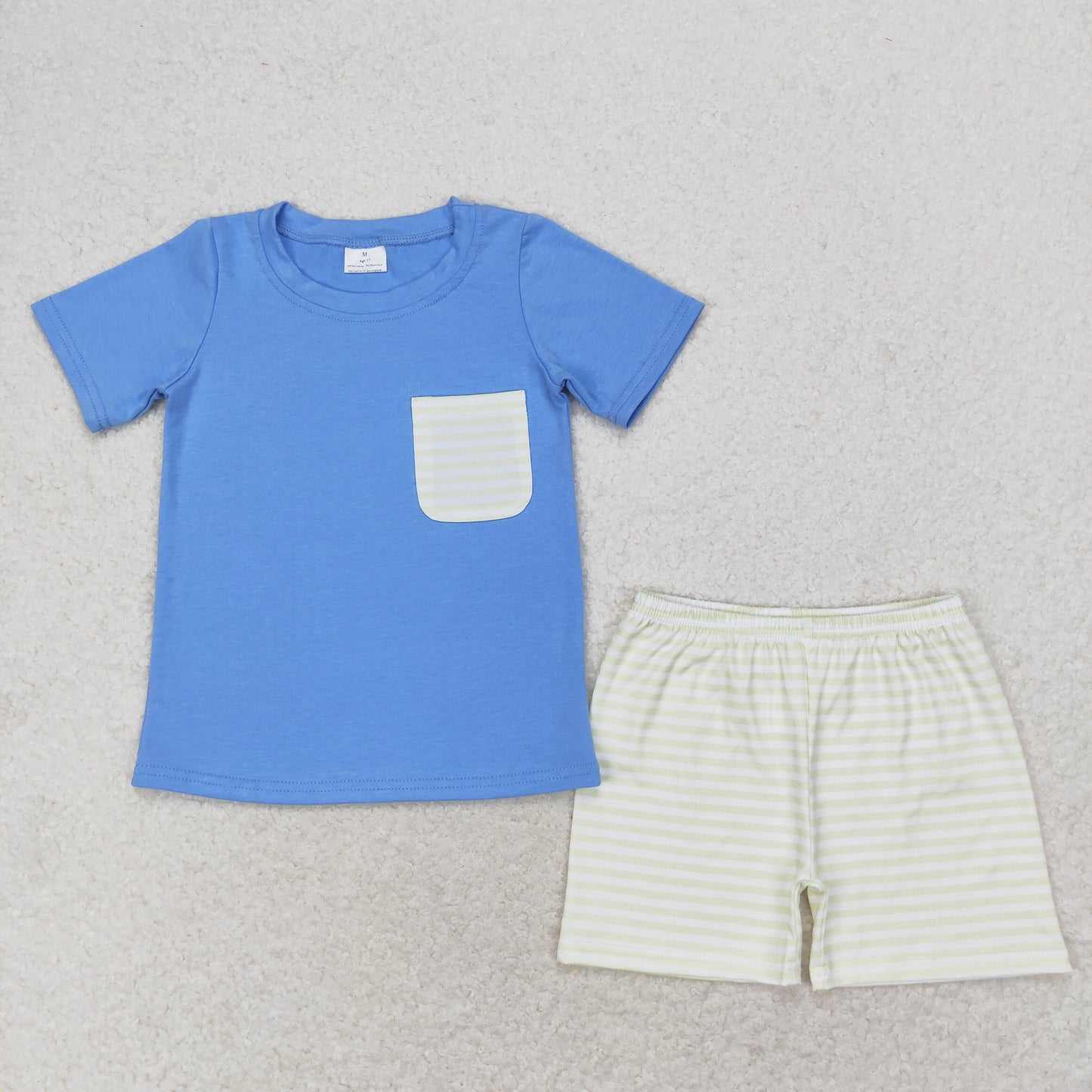 Stripes Print Blue Pocket Brothers Summer Matching Clothes