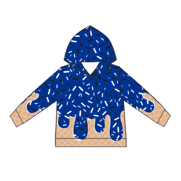 (Custom Design Preorder MOQ 5 ) Team's Blue Sprinkles Print Hoodie Top Mom and Me Matching Clothes