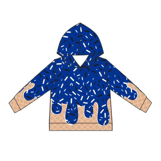 (Custom Design Preorder MOQ 5 ) Team's Blue Sprinkles Print Hoodie Top Mom and Me Matching Clothes