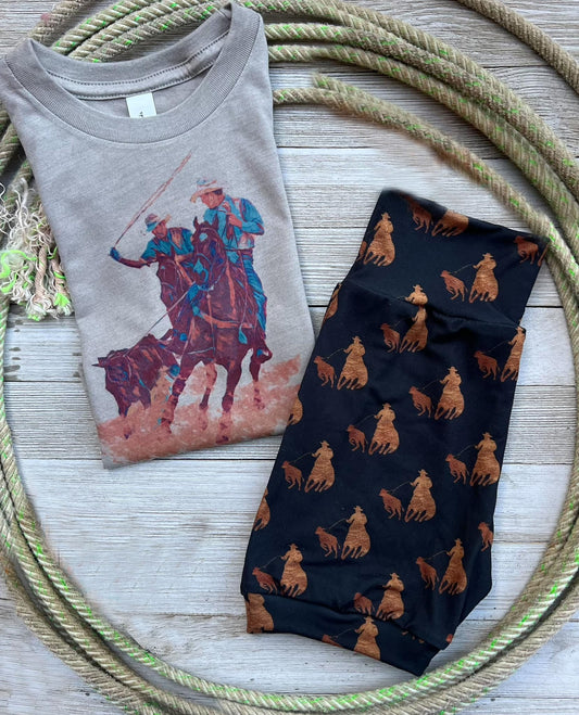 (Custom Design Preorder MOQ 5) Cowboys Print Boys Western Clothes Set
