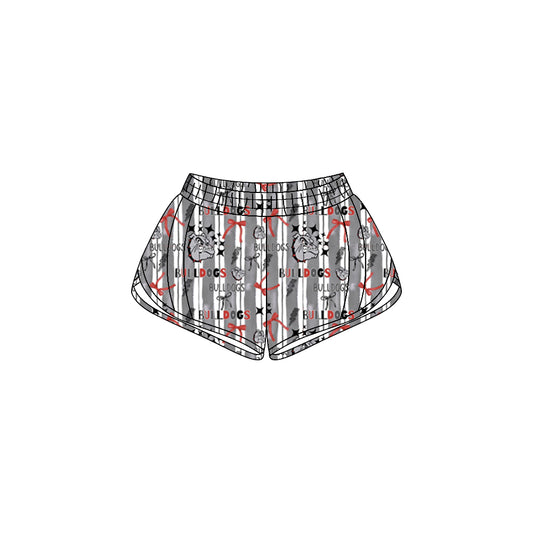 (Custom Design Preorder MOQ 5 Each Item) Team's Bulldogs Bows Print Zipper Pockets Summer Bottom Shorts Mom and Me Matching Clothes