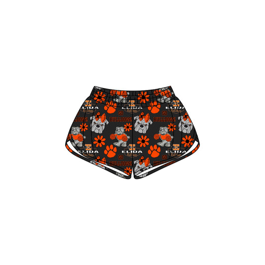 (Custom Design Preorder MOQ 5 Each Item) Team's Bulldogs Flowers Print Zipper Pockets Summer Bottom Shorts Mom and Me Matching Clothes