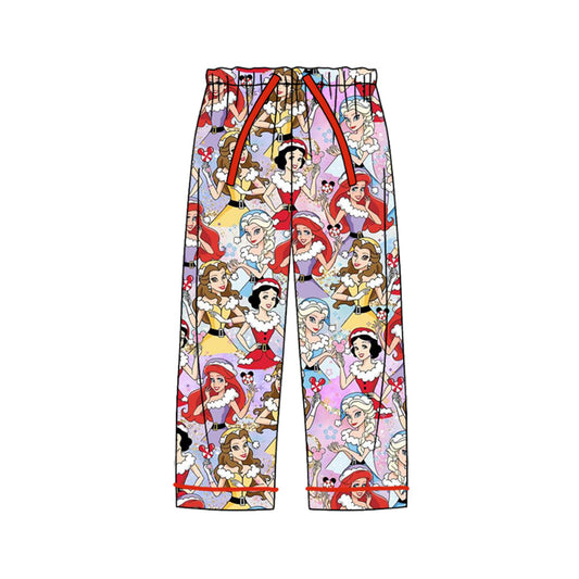 (Custom Design Preorder MOQ 5)  Adult Cartoon Princess Print Woman Christmas Pajamas Pants