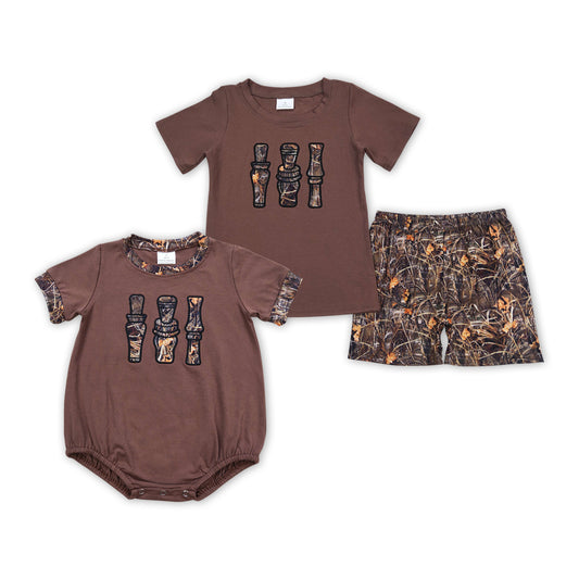 Duck Call Embroidery Camo Branch Brown Brothers Summer Matching Clothes